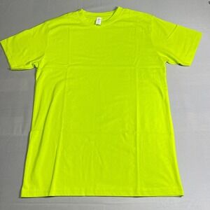 Mens Neon Yellow T Shirt Size M Short Sleeve Safety Work High Visibility Tee